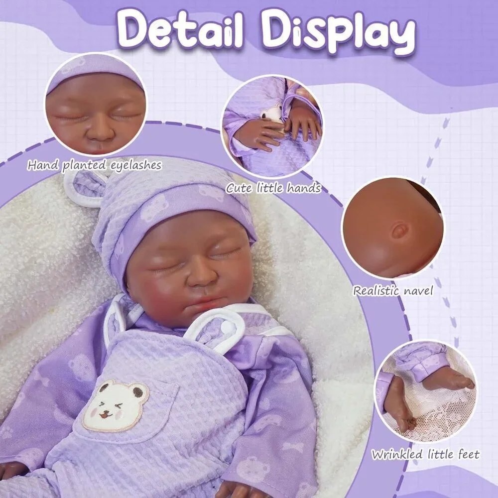 20in Full Silicone Reborn  Angela-brown Baby Girl Dolls Lifelike 8.61LB Weight